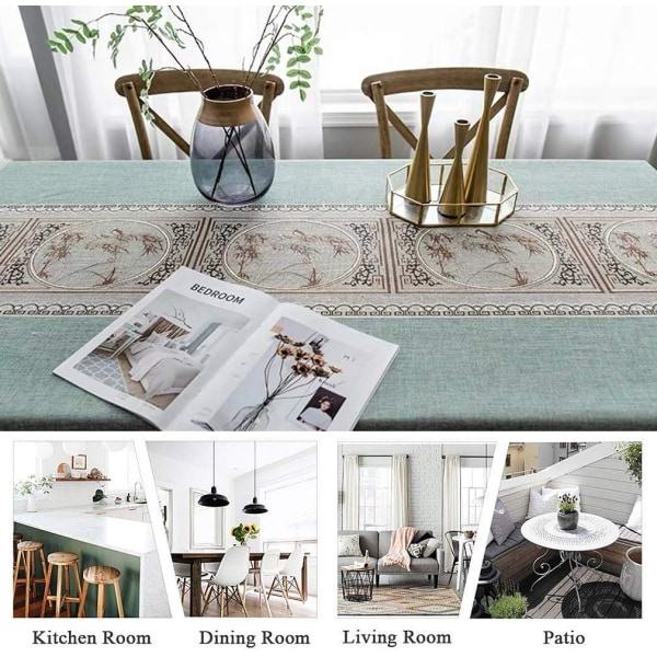 Rektangulär fläcksäker bordsduk Broderad linne bomullsduk Elegant printed dukar i kinesisk stil (rektangulär/oval, 140 x 180 cm)