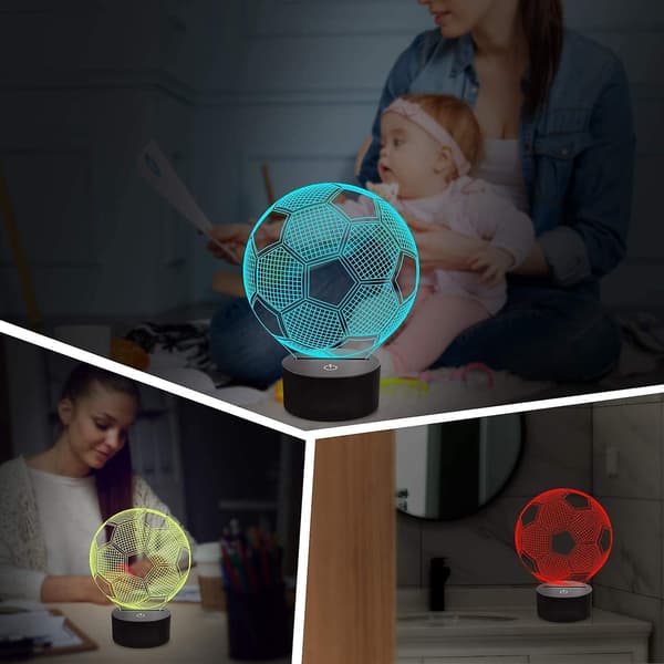 3D Illusionslampe, natlys med farveskift og smart touch-kontrol (fodbold)