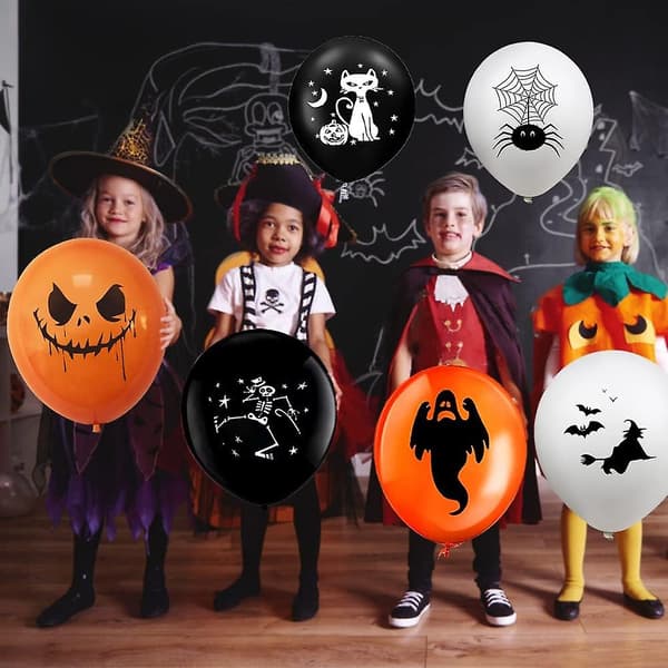 30 stk. Halloween latexballoner - spøgelsespindeldesign til festdekoration