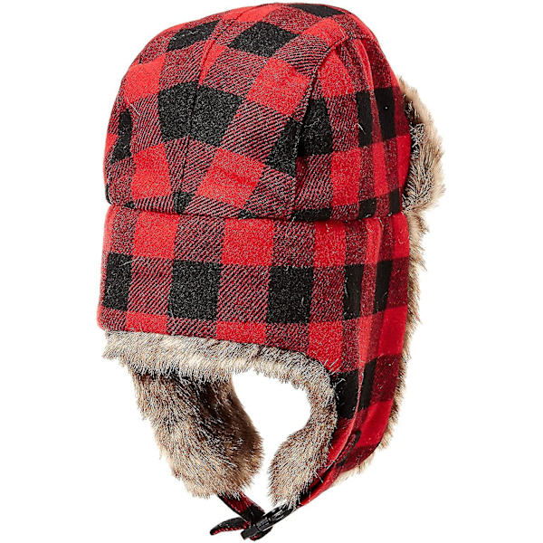 Vinteröronflik Trapper Bomber Hatt Håller sig varm Vinter för män Varm och vindtät ludd Faux Fur Catcher HatRöd