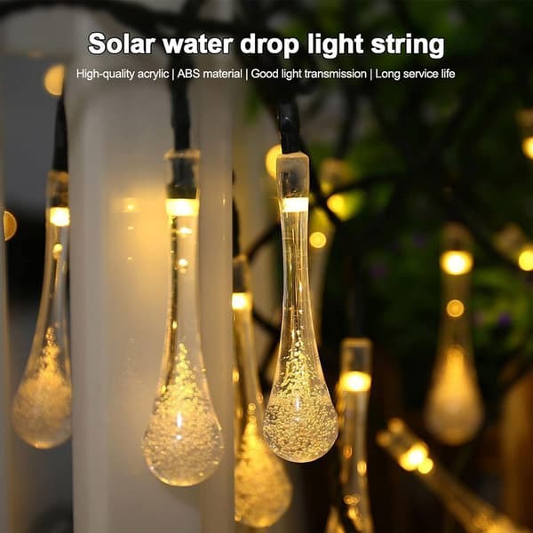 Solar LED Vanddråbe Lyskæde Boble Rund Perle Gypsophila Ou