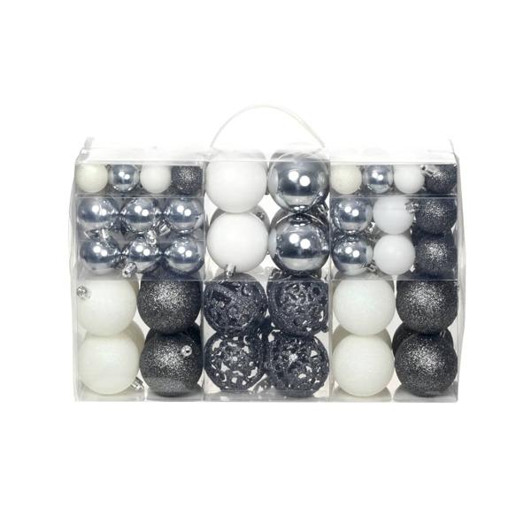 vidaXL Julgranskulor 100 delar set 3/4/6 cm vit/grå multicolor