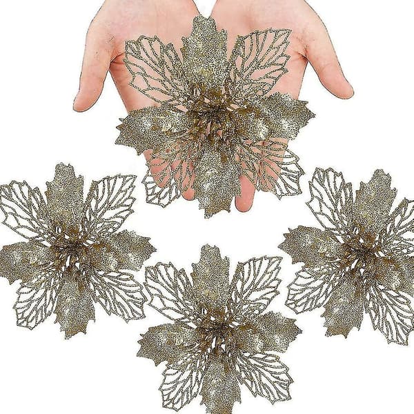 24st Glitter Julstjärna Artificiell Gold