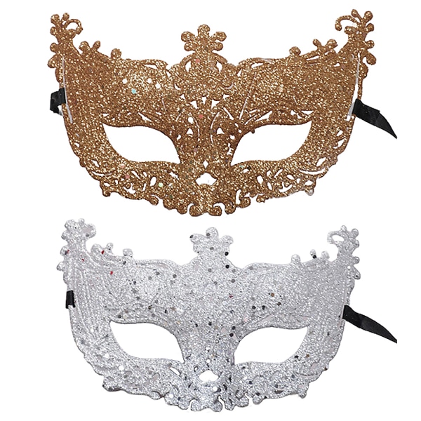 Lyxmask – Damernas fantastiska maskeradmask –– Silver + Local Gold