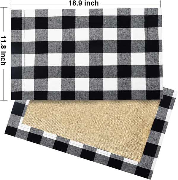 Sett med 6 julebrikker Buffalo Plaid (svart og hvit)