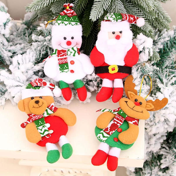 Plyschprydnader, hängande dekoration Santa Clause Snowman