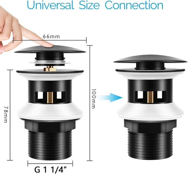 Pesuallasviemäri ylivuodolla mattamusta, Chonphan Universal G1 1/4\"