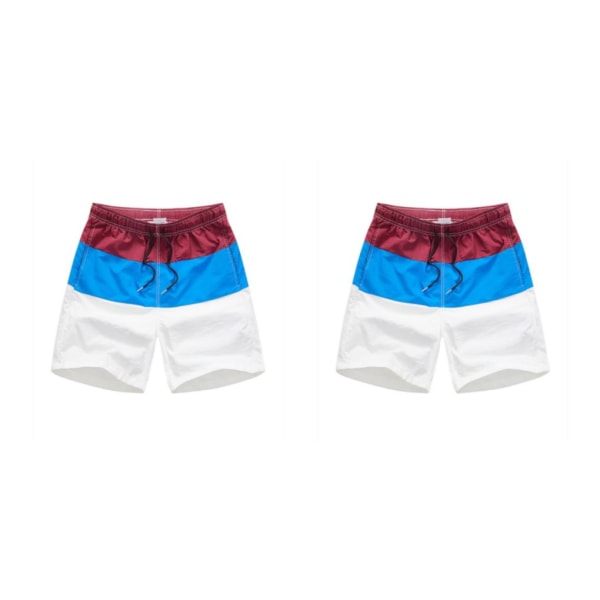 1/2/3/5 Andningsbara och snygga shorts för män - för sommaren Blue and Wine Red XL,1 2PCS