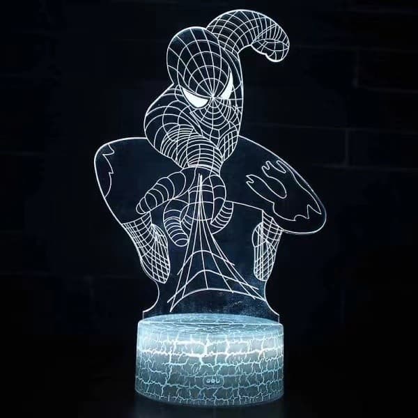 Spiderman 3d Led Illusion Nattljus 7 färger skötbord