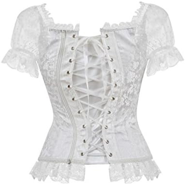 Korsetter til kvinder Overbust Bustier Top Gotisk exy houlder 8108white S