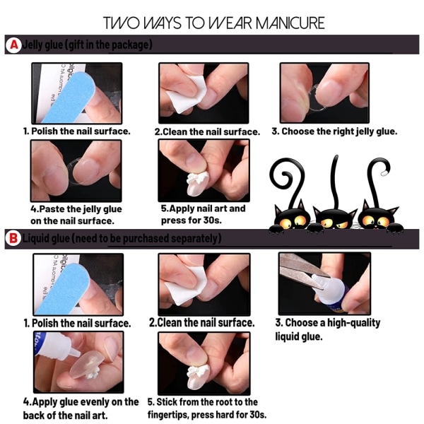 Falska naglar Långa falska naglar på naglar Resin Stick On Nails 12 style 3