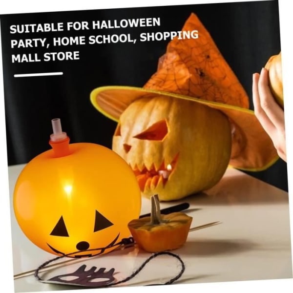 10 stycken pumpaballonglykta Halloweendekor Orange ballonger Latexballonger Halloweenballonger Halloweendekorationer Lum[u4643]