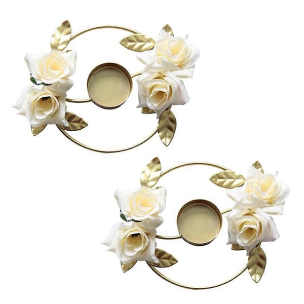 Bryllupslysestake Blomsterlysestake Blomsterlysestake for bord Bryllupsmidtpunkter Rosekrans Lysestake A