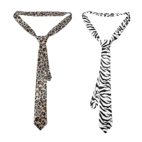 Pakke med 2 slips med dyreprint for menn Kule gepard leopard sebra slips-Bra
