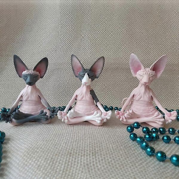 Sphynx Kat Mediterende Statue Samlerfigurer Zen Yoga Afslapning