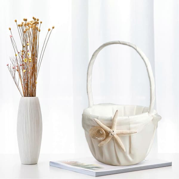Blomsterkurv Estetisk Vakker Stoff Elegant Blondekant Kurvdekor for Bryllup Qinhai