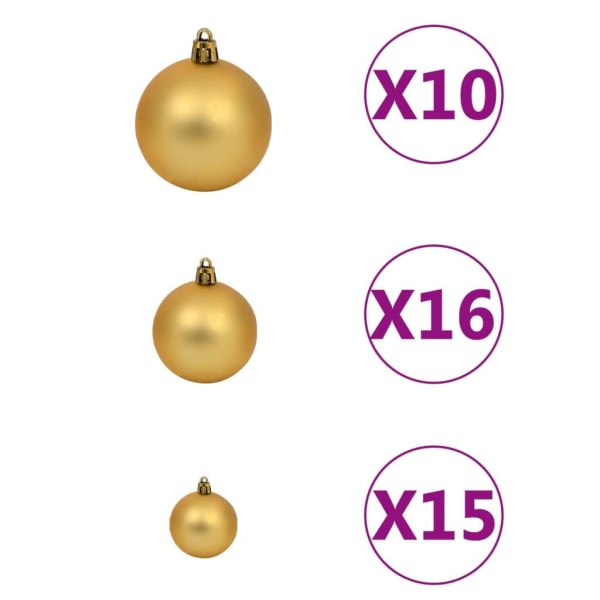 vidaXL Muovikuusi LED-valoilla ja joulupallokoristeilla L 240 cm vihreä Grön