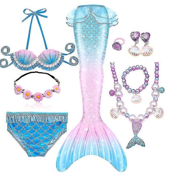 Fantasy Barn Sjöjungfru Svansar Simning Fest Kostymer Halloween Little Mermaid Flickor Baddräkt Bikini Set Baddräkt