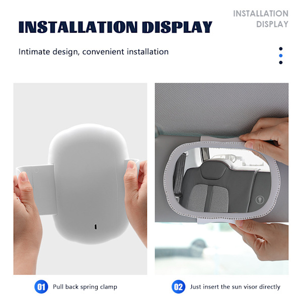 LED Sminkspegel för Bilvisir Dimbar Spegel Uppladdningsbar SminkSpegel vit white
