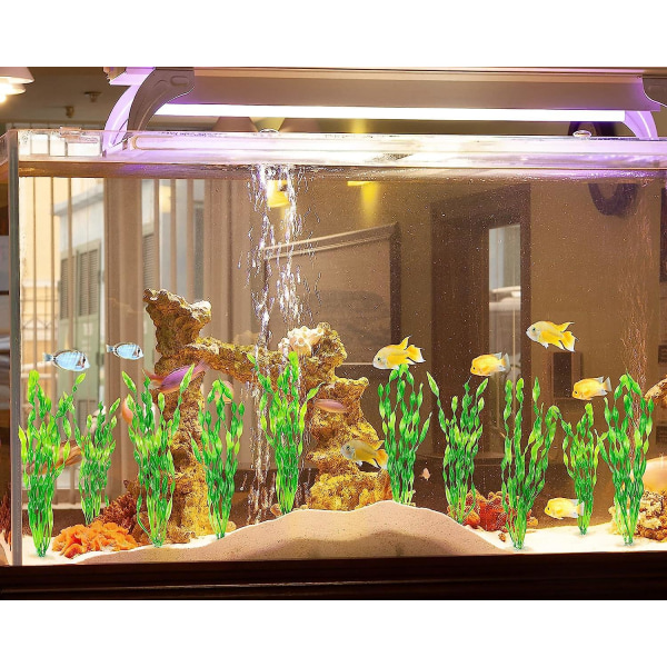 Mylifeunit konstgjorda tångvattenväxter för akvarium, dekoration av fisktankväxter av plast, 10-pack (grön)