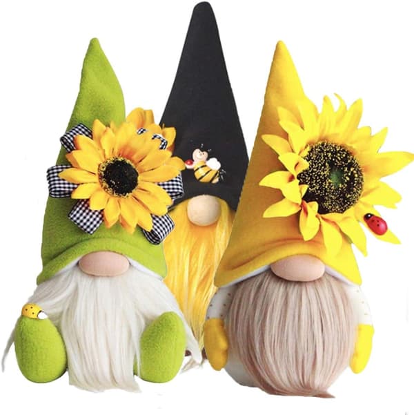 Solros Spring Gnome Mantel Display, Farmhouse Tiered bricka