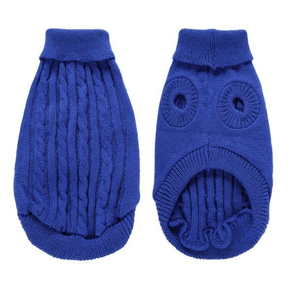 Pet Sweater, Turtleneck Knit Jumper Hundtröja Varm kappa Söt valp Kattkläder Navy blue s