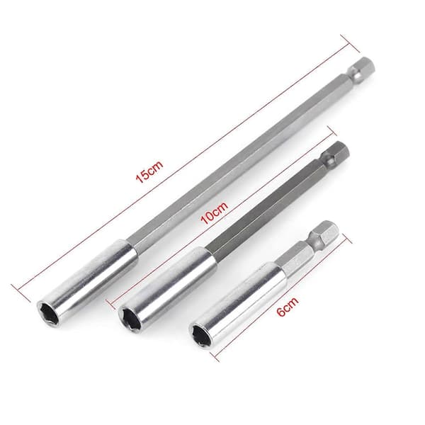 Magnetisk Bitsholder Forlenger Skrutrekker Sekskant Skaft 60mm 100mm 150mm Forlengelsesbit 3 stk 1/4\"