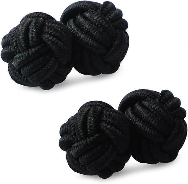 20 mansjettknapper til herreskjorte, stoff, forretning, bryllupsgave, elastiske doble perleknapper, svart