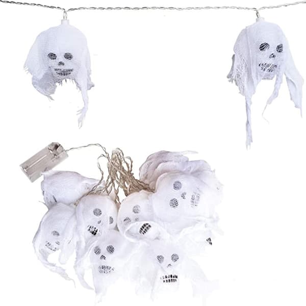 Skelet Halloween Lys 10LEDs Hvidt Blik Kranie Lysstreng