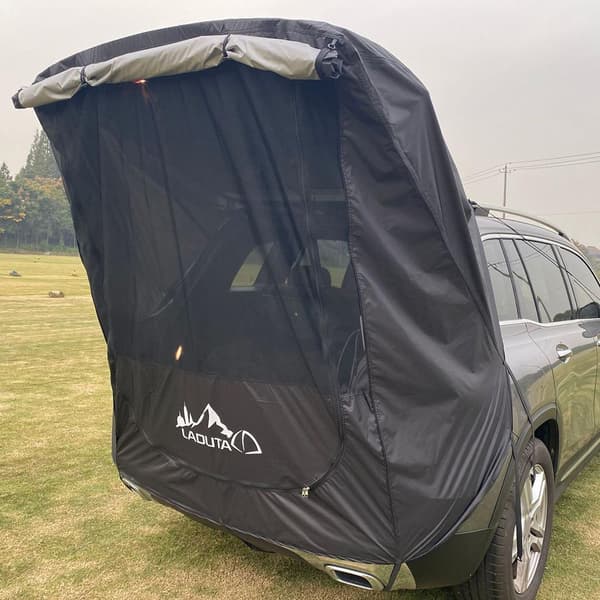 Bil Trunk Tält Shelter Sunshade Tail Extension Tour Camping Black