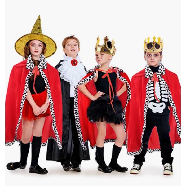 Kids kung kostym röd mantel krona kostym set red