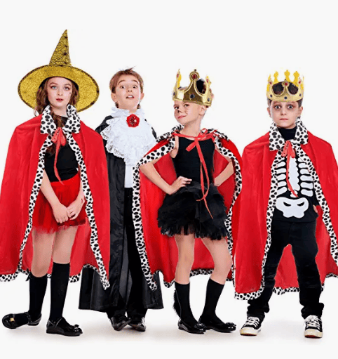 Kids kung kostym röd mantel krona kostym set red