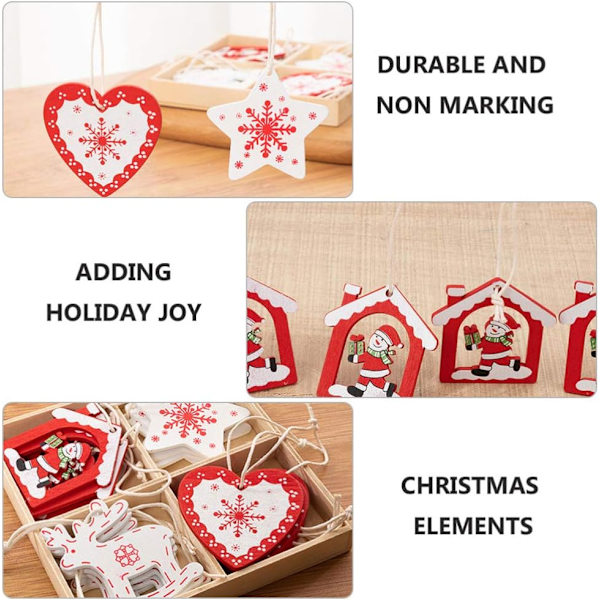 Jul träetiketter Xmas hängande utskärningar (1 set)