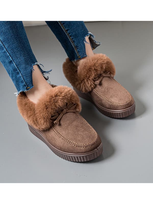 Mode Kvinnor Non On Mocassins Plyschfodrade Håll Varm Loafers Kaffe US 7