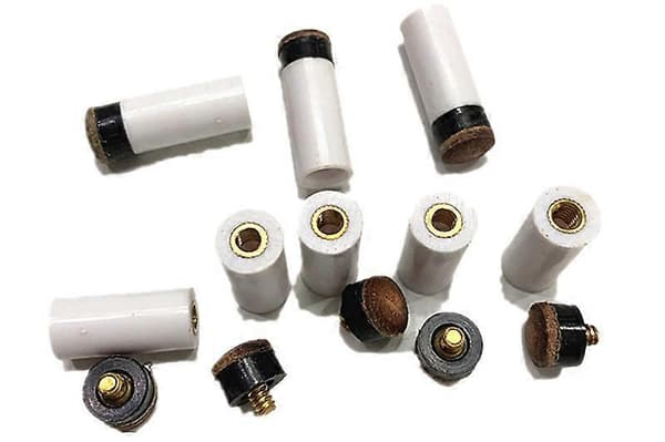 15 sæt (30 stk.) Billardkø Pure White Ferrules med Super Cue Skrue-på Udskiftelige Tipper (12 mm Brun Tip Sæt)