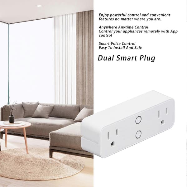 Dobbel Smartplugg WiFi Bluetooth-uttak Kompakt Kompatibel for Google Home Stemmestyring med Hylle 100-240V