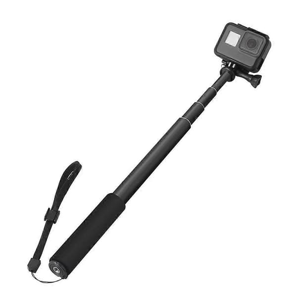 Bärbar teleskopisk selfiestick i aluminiumlegering för actionkamera för GoPro
