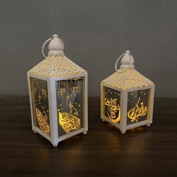 Ramadanlygter Lampe Eid Mubarak Dekor LED-lamper white