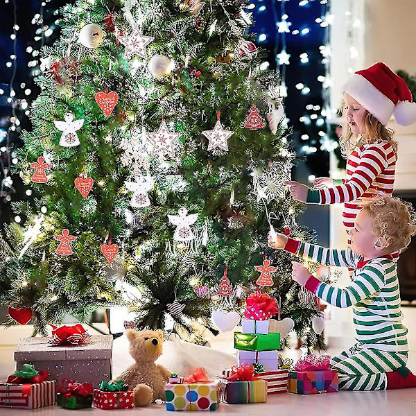 Trä jul bondgård rustika prydnader Trä hängande prydnader style 5