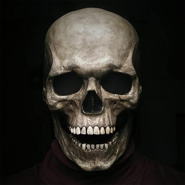 Halloween Voksen Latex Maske 3D Helhode Skjelettmaske Hodeskalle light color