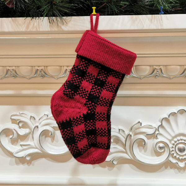 Julstrumpa set 2 stycken julrutiga strumpor