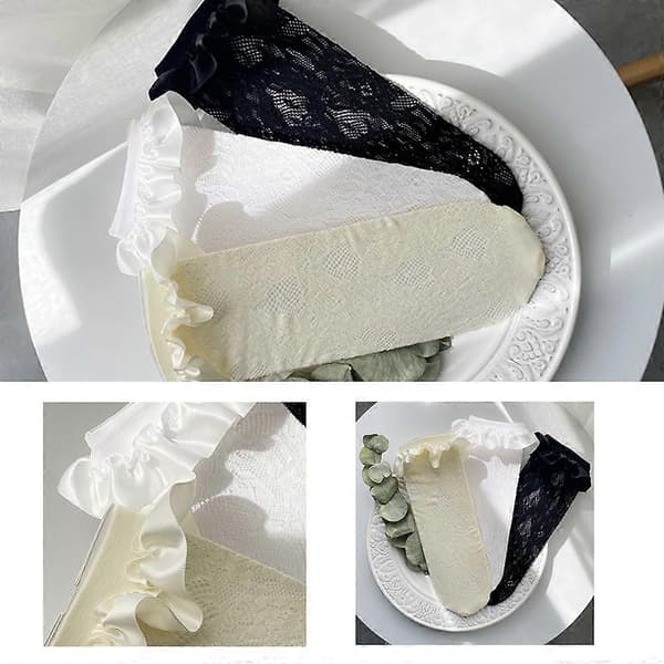 Kvinner Sateng Ruffle Ankel Sokker Lolita Fiskenett Blomster Blonder Mesh Kalv Strømper