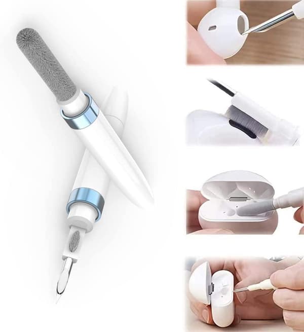 #4-i-1 Hodetelefonrengjøringsbørste og ladestasjon Hvit#