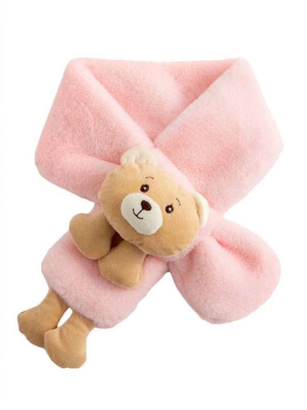 #Skjerf barn vinter rosa skjerf, bjørn dekorativt plysjskjerf#