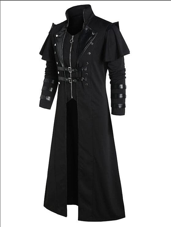 Steampunk Smokingjacka för män Gothic Coat Halloween Kostym M Black