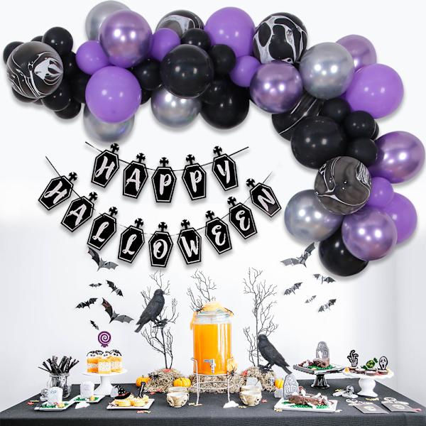 Halloween Ballong Chain Party Dekoration 72st Lila Polka Dot Wizard Latex Set set 6