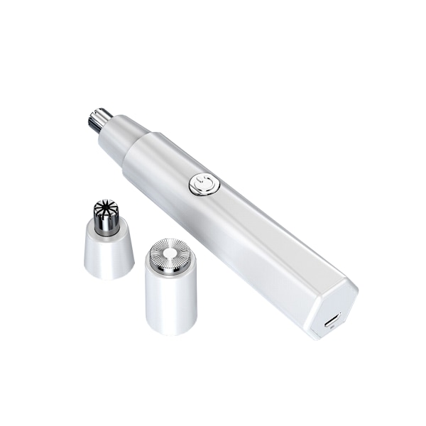 Nesehårstrimmer USB-lading Elektrisk barberingsfotfjerner White 2Pcs Head