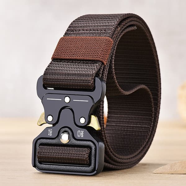Brun taktisk herrrem 1,5 tum kraftig rem, nylon snabb