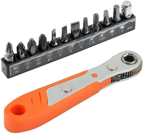 Spärrnyckel Magnetisk Phillips skruvmejsel, 6,35 mm 1/4 tum mini vändbar