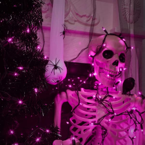3-pack Halloween-lampor utomhus, varje 33ft 150 Count svart tråd